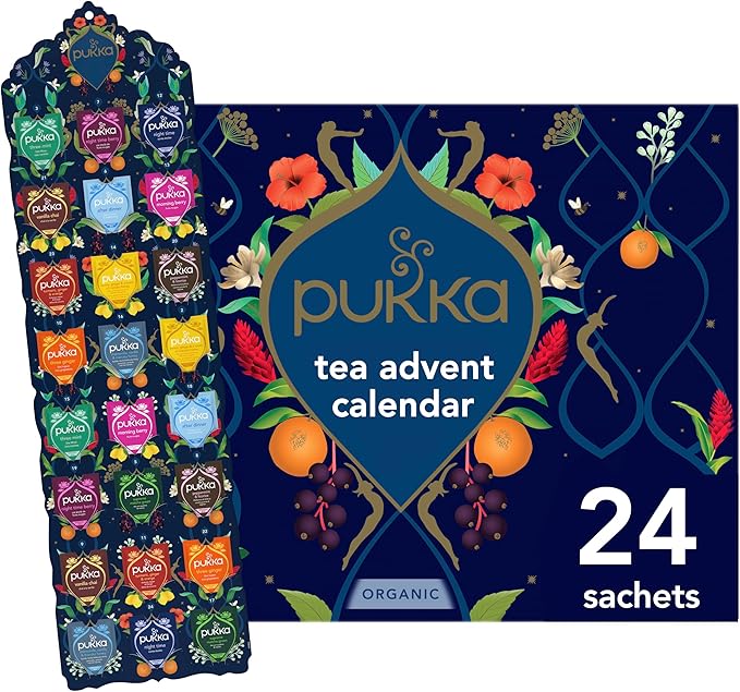 Pukka Herbs | Advent Calendar 2025 Organic Tea Selection | Ideal Secret Santa Christmas Gifts Idea For Women & Men | Perfect For Tea Enthusiasts | 24 Delightful Black/Green/Herbal Infusion Tea Bags