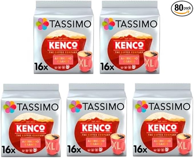 Tassimo Kenco Americano Grande XL Coffee Pods x16 (Pack of 5, Total 80 Drinks)