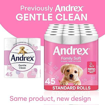 Andrex Family Soft Toilet Tissue 45 Rolls (Previously Andrex Gentle Clean) Gentle on your Family’s skin– Bulk Pack of 45 Toilet Rolls, FSC Certified - Image 4