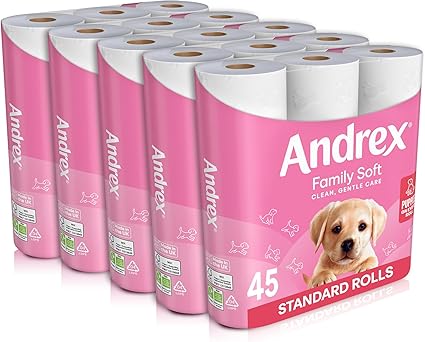 Andrex Family Soft Toilet Tissue 45 Rolls (Previously Andrex Gentle Clean) Gentle on your Family’s skin– Bulk Pack of 45 Toilet Rolls, FSC Certified - Image 3
